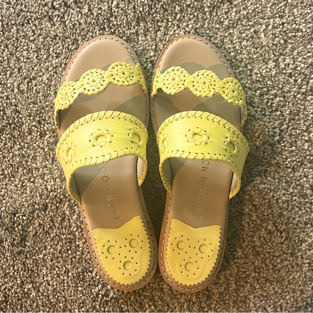 Jack Rogers Caroline Leather Slide Sandals yellow